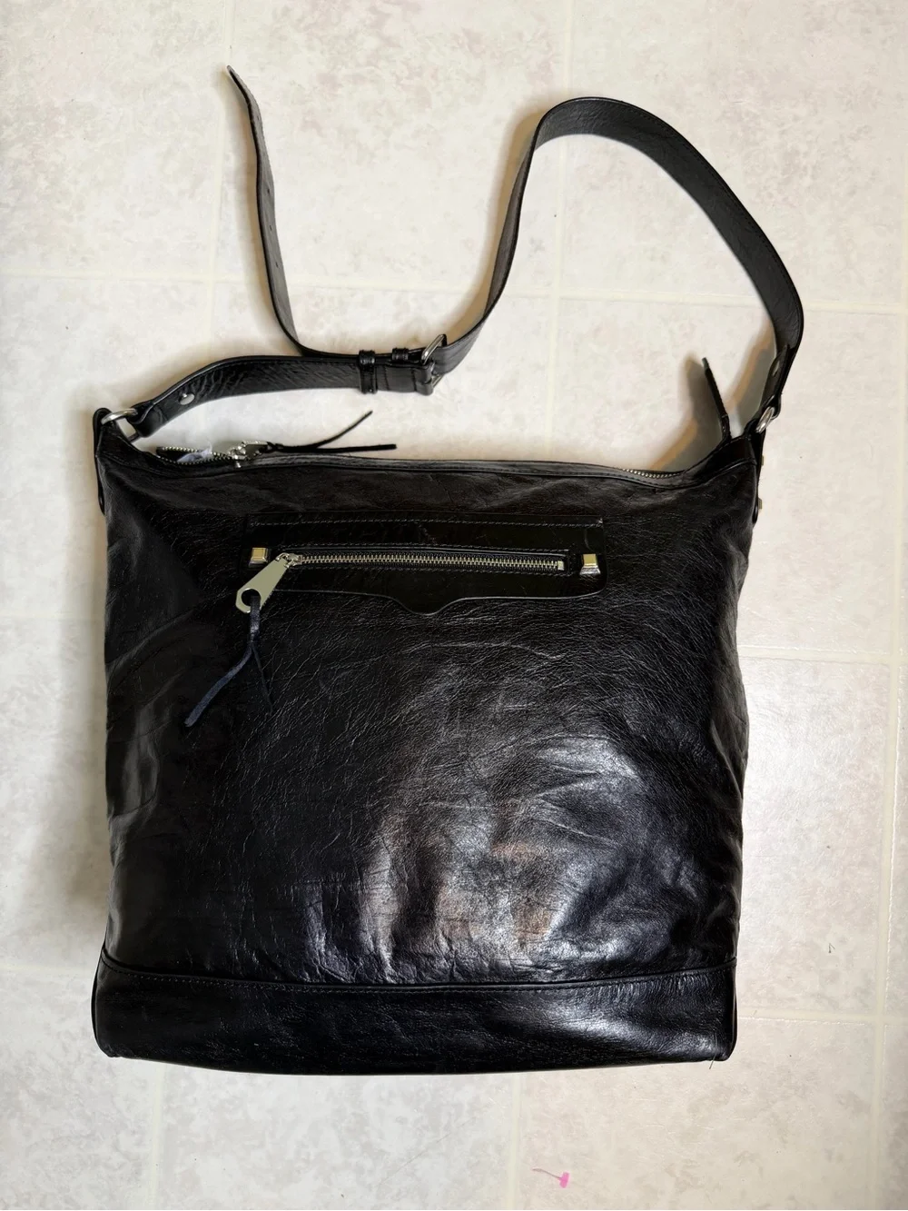 REBECCA MINKOFF Regan Large Leather Hobo Shoulder Bag Adjustable Strap